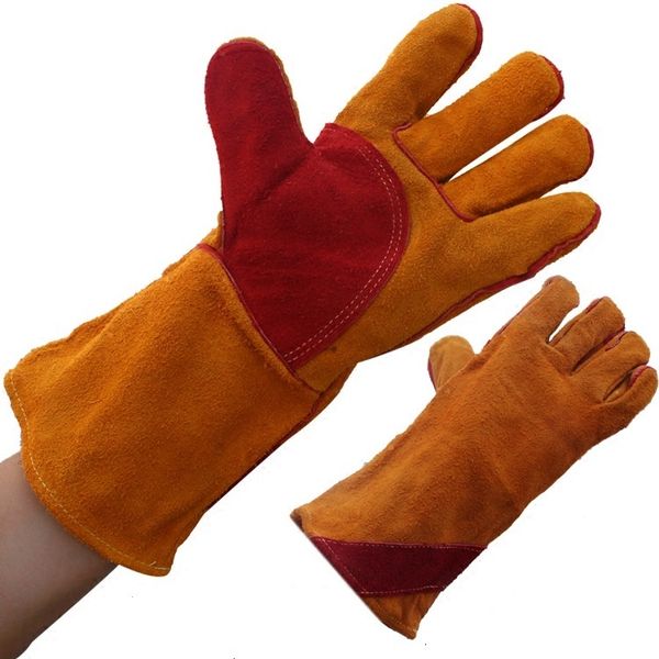 

lined new 1 pair reinforced 16'' heavy duty p alm welding gauntlets welder labor safety gloves