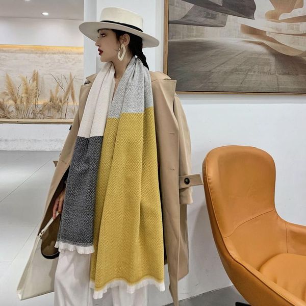 

2020 new spring autumn fashion warm shawl geometry print cashmere scarf, Blue;gray