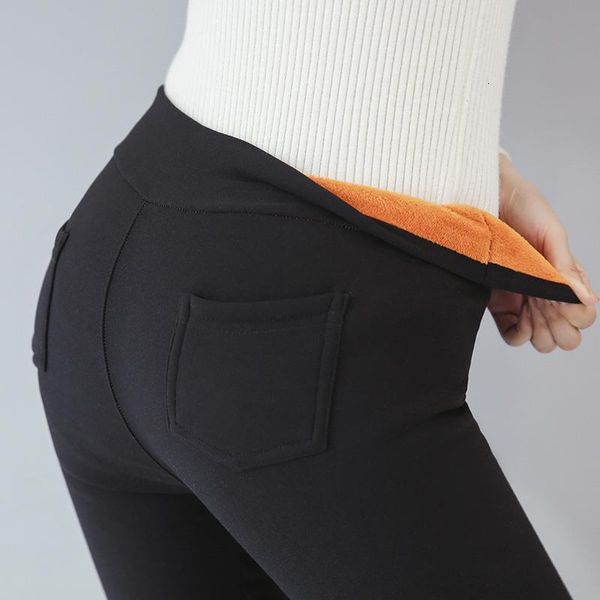 

2020 autumn winter women pants velvet thickening trousers female warm pencil pants thicker elastic trousers d251, Black;white
