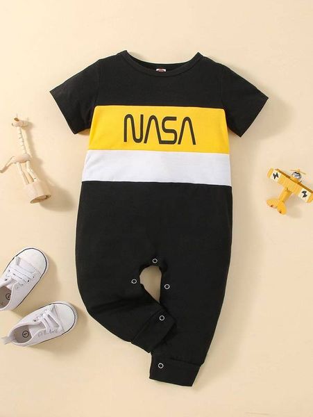 

baby letter graphic colorblock jumpsuit she01, Blue