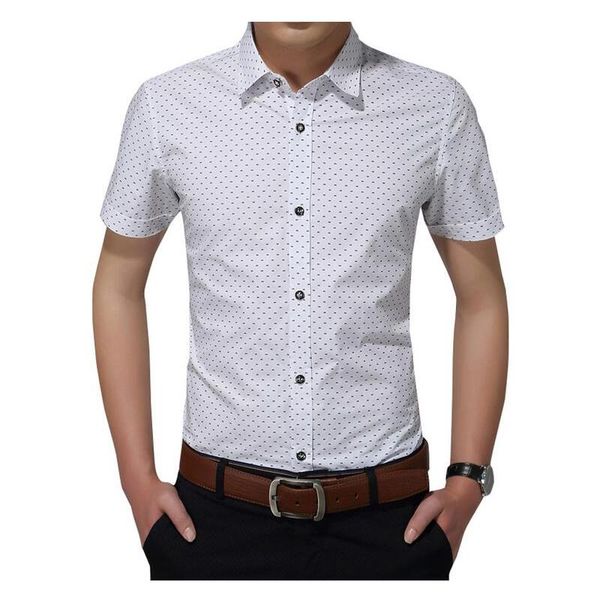 

2020 new arrival men's shirt fashion cotton men social shirt mens short sleeve shirts man polka dot casual asian size 5xl, White;black