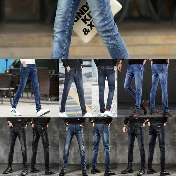 

kzun black men hip hop ripped sweatpants denim motorcycle skinny men zipper designer jeans jeans mens casual pants trousers, Blue