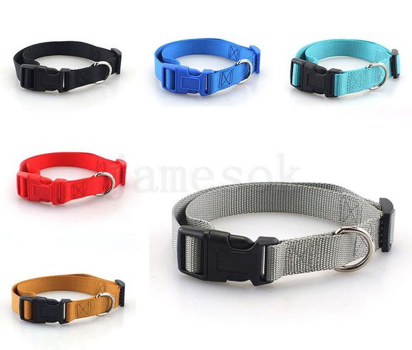 

pet dog collar classic solid basic polyester nylon dog collar with quick snap buckle, can match leash & harness da155