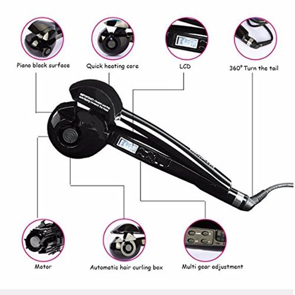 

professional lcd matic hair curler styling tools female curlers curling wand ceramic heating care wave curl iron wmtjzd, Silver