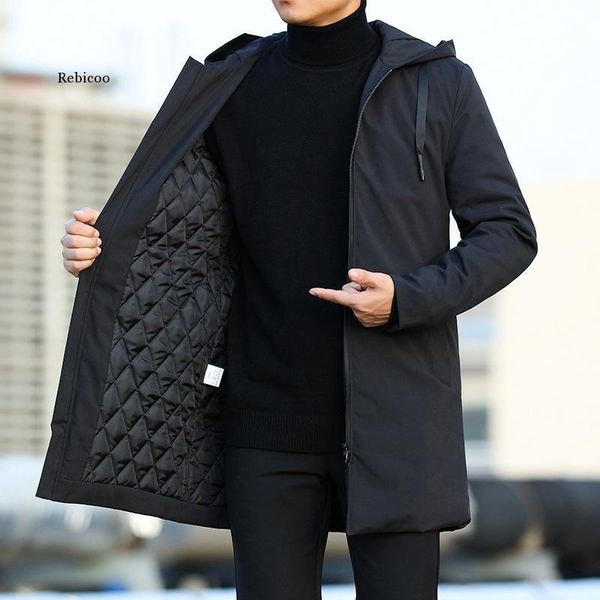 

men's trench coats men jackets autumn winter coat casual thicken warm hooded jacket male windbreaker outerwear man 6xl, Tan;black