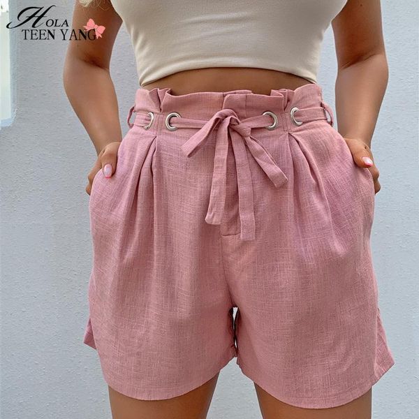 

2020 summer cotton and linen 's shorts bandage new products loose shorts lace-up casual short femme, White;black