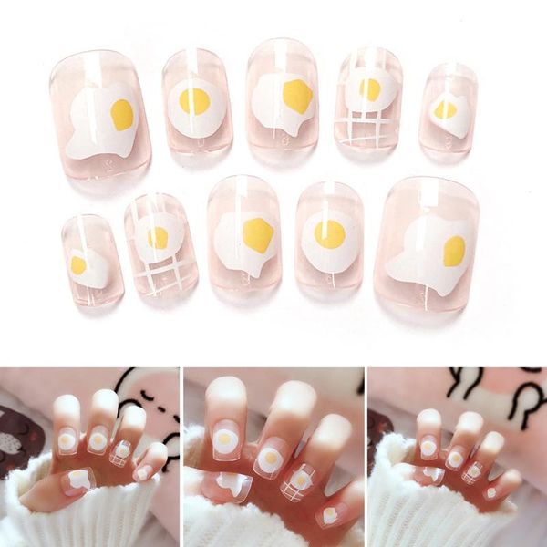 

2021 24pcs nail art decals charms accessories diy decoration tips cute cartoon egg patterns stickers, Black