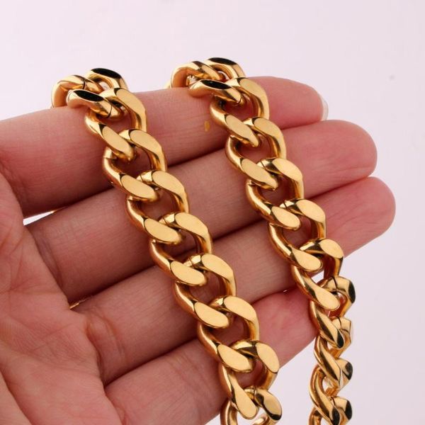 

15mm men's necklace 316l stainless steel curb cuban link chain necklace & bracelet christmas gift 7-40inch for choosing, Silver