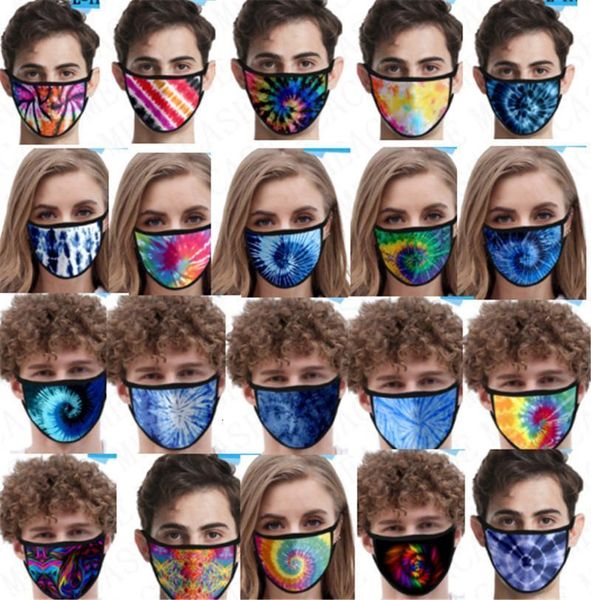 

adults face color mask kids tie dye mask dustproof sunproof washable mouth-muffle covers anti haze reusable masks