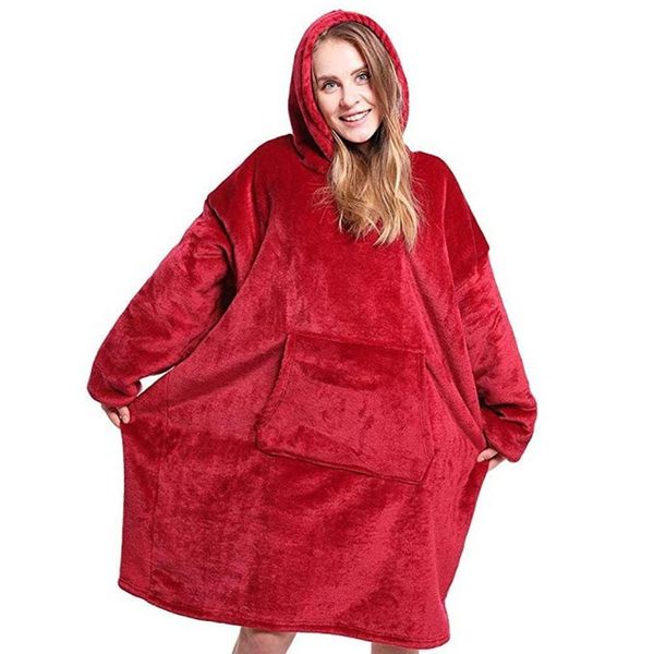 

oversized hoodie blanket with sleeves sweatshirt plaid winter fleece hoody women pocket female hooded sweat oversize femme q1217, Black;white