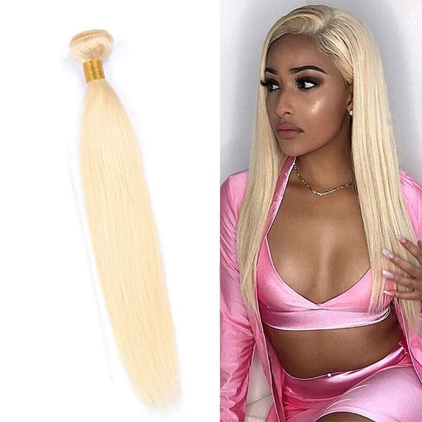 

indian virgin human hair extensions 613 blonde straight hair wefts blonde light color one bundle silky straight 10-32inch, Black