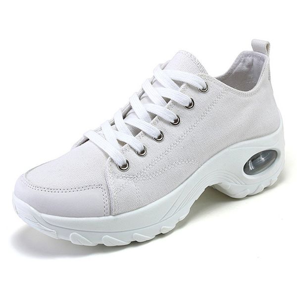 

2021 new spring fall woman black sneakers breathable canvas casual chunky airbag shoes swing d4be, Black;white