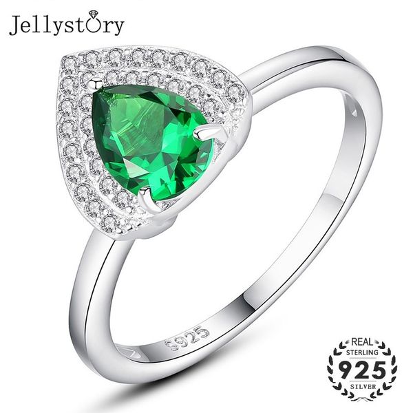 

jellystory 925 silver lady ring fashionable water drop shape high-grade emerald rings ornaments for wedding party gift 3 colors y200321, Slivery;golden
