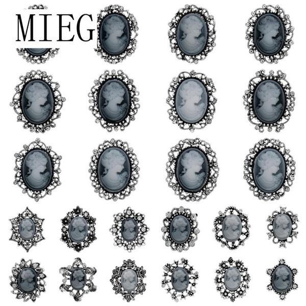 

24pcs/set vintage brooch cameo queen brooch antique crystal rhinestone brooch pin women wedding bride jewelry 201120, Gray