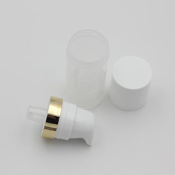 vendita all'ingrosso Bottiglie vuote per pompa airless da 10 ml Flacone sottovuoto in plastica trasparente per lozione per cosmetici con argento ZZ