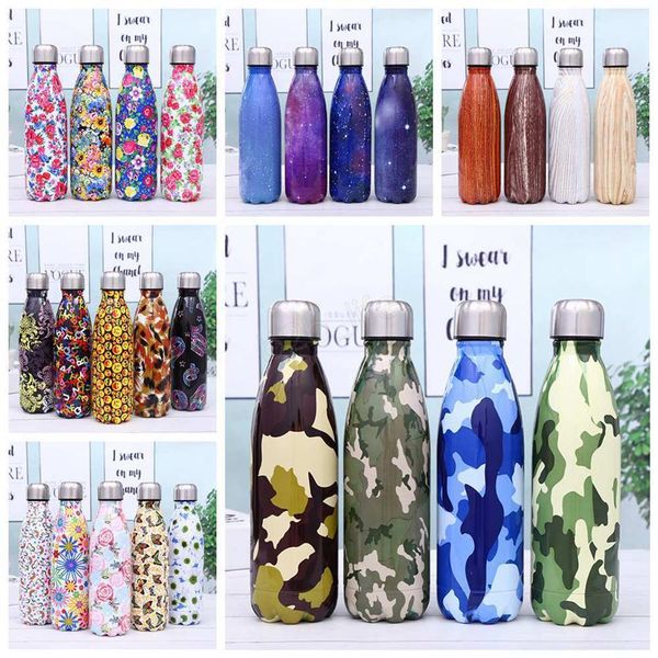 

500ml cola shaped water bottle 100styles double wall print stainless steel tumbler vacuum travel sport thermos coffee cup mug dhb660