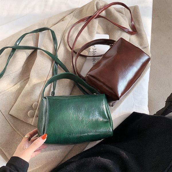 

small pu leather crossbody bags lady street purse vintage simple soft casual shoulder fluffy totes for women 2020 trend