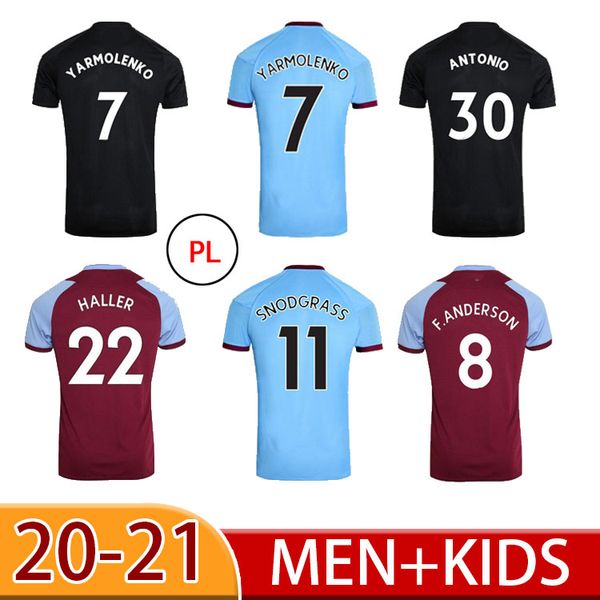 

20 21 lanzini f.anderson home soccer jerseys 2021 united black third away west antonio arnautovic 125th anniversary football shirts men kids, Black;yellow