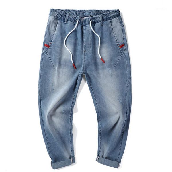 

men's jeans casual large size s-7xl loose stretch nine-point high-quality men denim fashion1, Blue