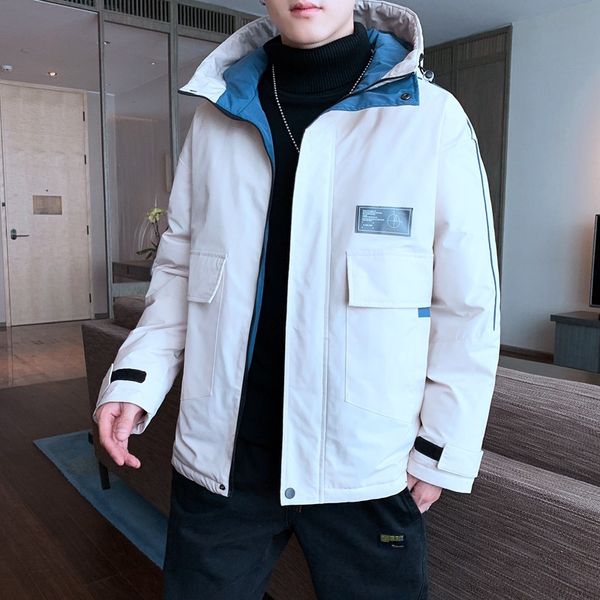 

men's coat winter 2020 new couple korean loose trend short tooling down cotton padded jacket, Black
