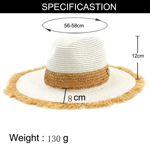 

fashion summer letter m decorate paper straw jazz hat outdoor men women wide brim sun hats breathable beach travel cap y200714, Blue;gray