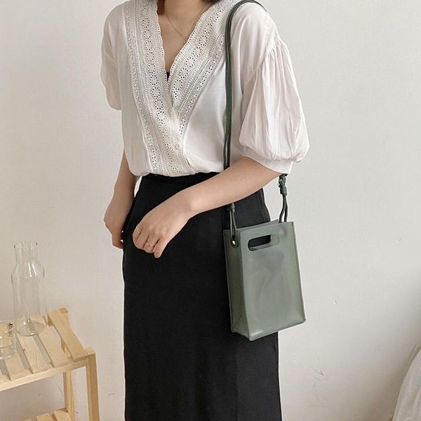 

2021 new summer female cuboid shoulder bag women mini handbag translucence pvc candy colors bag youth crossbody phone
