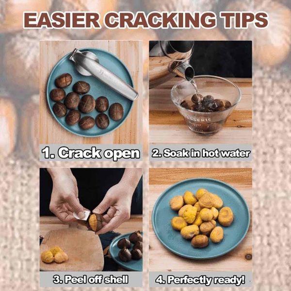 

2pcs stainless steel 2 in 1 quick chestnut clip nut cracker opener sheller walnut pliers metal cutter kitchen tools accessories wmtnhy