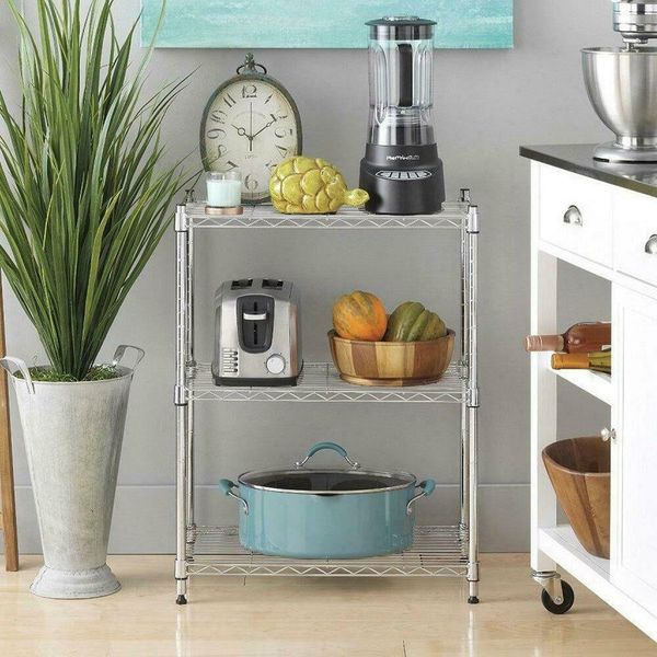 

3 tier wire shelving rack shelf unit garage kitchen home storage organizer