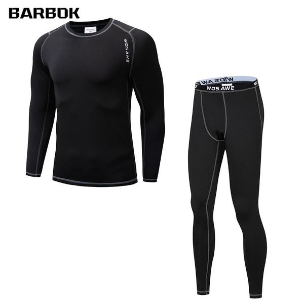 

wosawe winter cycling base layer long sleeve fleece thermal breathable underwear men running ski sports underwear clothing, Black;blue