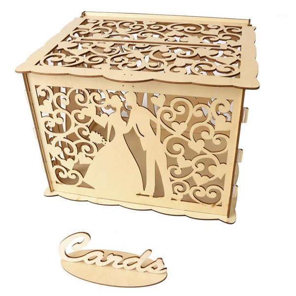 Confezione regalo Forniture per matrimoni in legno Portacarte Scatole gialle Scatola con serratura Soldi fai-da-te per decorazioni per feste di compleanno May231