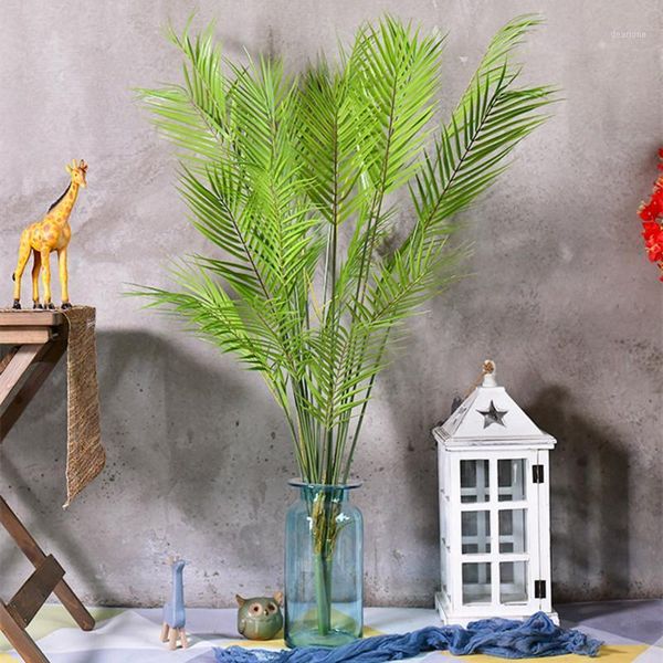 

125cm13 fork large artificial plants plastic green palm tree branch tropical theme fake tree indoor landscaping office home deco1