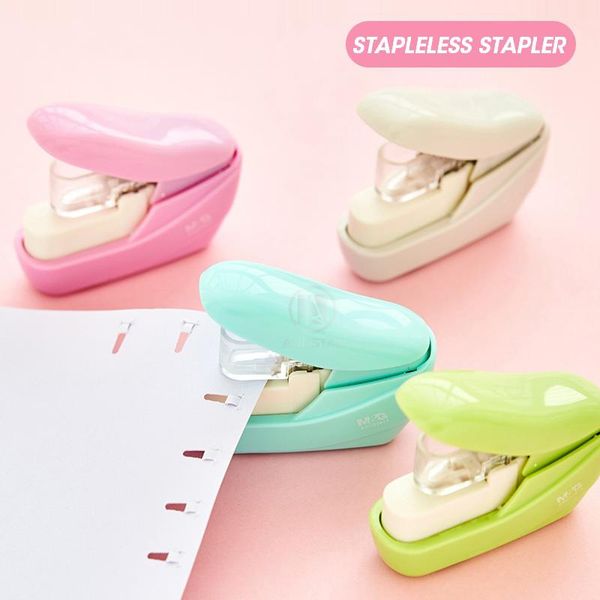 

m g cute eco friendly stapleless stapler without stapless staple mini kawaii paper staple stapling for school office h wmtlhi