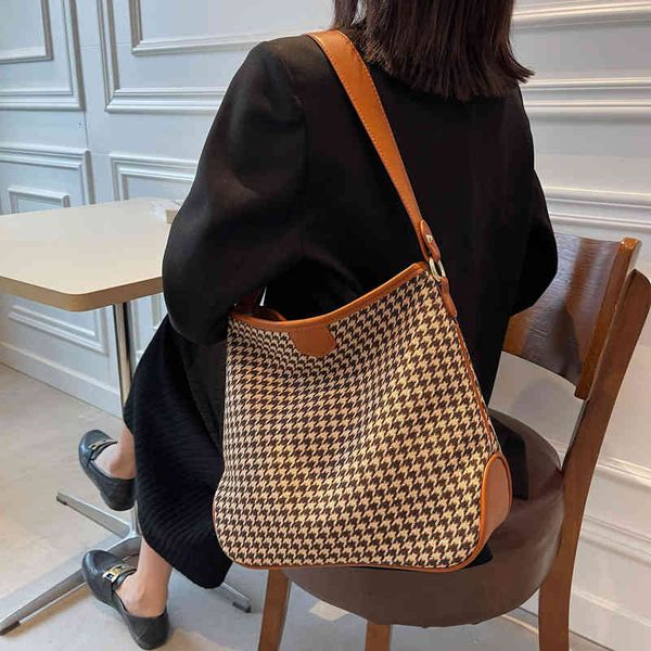 

handbags bags tote korean woven thousand bird lattice large capacity single shoulder fashion autumn and winter messenger, Black;red