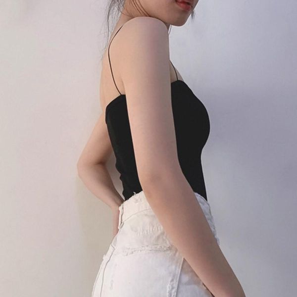 

women vest thin wild solid camis vest women tank female 2021 summer strap basic slim sleeveless camisole, Black;white