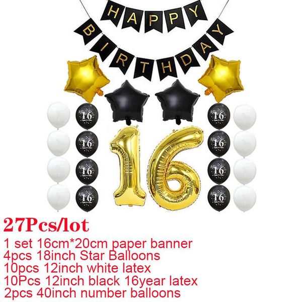 

happy 16 birthday decorations boy girl foil balloon number 16 year old birthday party decoration kids golden bday supplies s6xn wmtyou