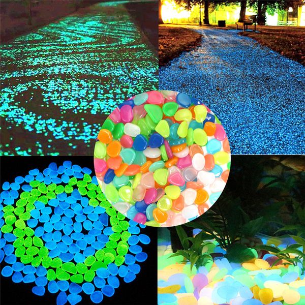 Brilho no jardim das pedras escuras Odoor Walkways Brilhantes pedras fluorescentes seixos brilhantes pedras luminosas para decoração de jardim