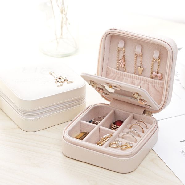 

fashion faux leather jewelry box necklace ring travel storage case portable jewelry case small jewellery organizer women girl kimter-z104a
