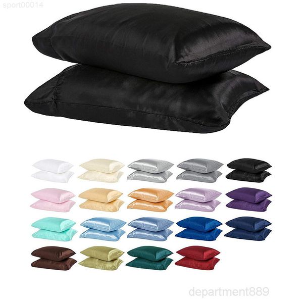 

100% полиэстер сатин простой стиль, смоделированный шелк сплошной цветной наволочки мягкий блестящий дополнительный гладкий комфортный одино