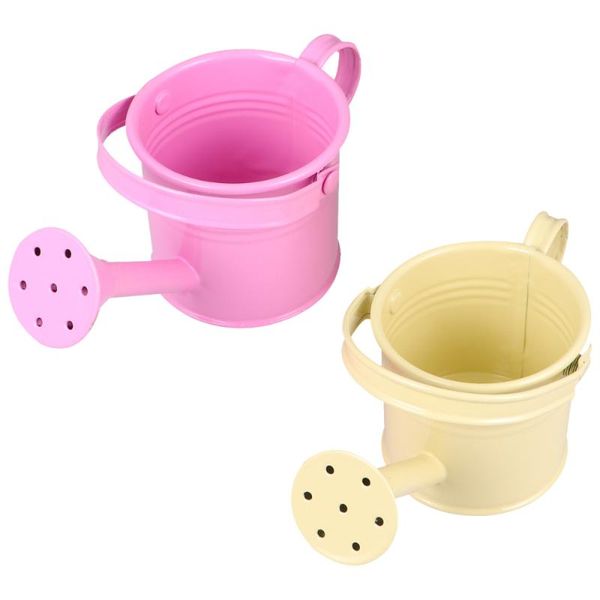 

watering equipments 2pcs creative tin simple pot durable iron sprinkling kettle portable can for garden home plants flower (beige