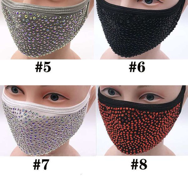 

face fashion bling diamond protective dustproof mask pm2.5 mouth masks washable reusable women colorful rhinestones face