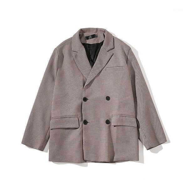 

ewq / men's wear 2020 chic spring fashion new korean plaid suit coat male long sleeve loose blazers casual oversize coat hd5341, White;black