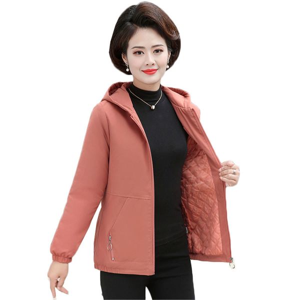 

2021 new autumn winter jacket coat female windbreaker hooded short outerwear plus size 5xl middle-aged women cotton clothing ah129 zk5t, Black;brown