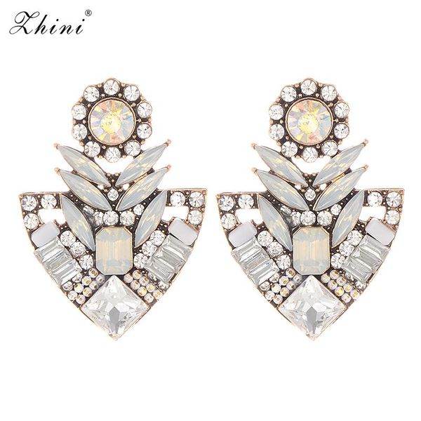 

dangle & chandelier zhini vintage crystal drop earrings for women trendy wedding party bohemian design jewelry, Silver