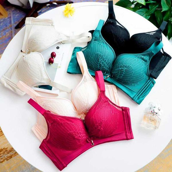 

bt swan bud silk gauze lingerie set small chest thickening gather adjustment push up bra underwear set women1, Red;black