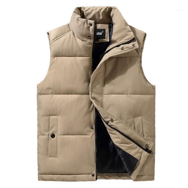 

2020 winter new tooling men's jackets male's solid color thickened sports waistcoat sleeveless coat teenager down cotton vest1, Black;white