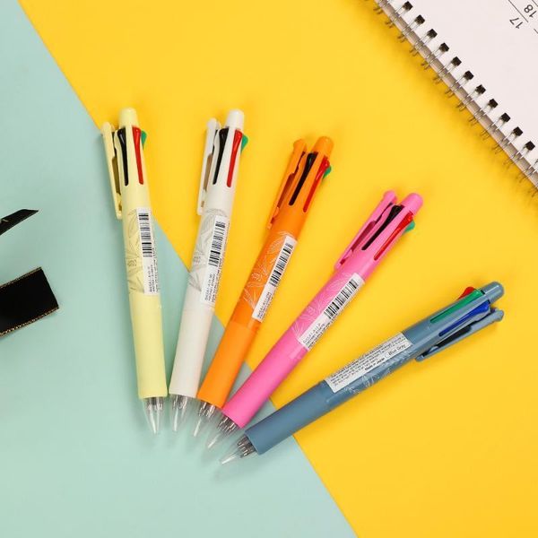 

japan zebra four-color ball pen 0.7mm limited multi-energy pen mechanical pencil tropical plants for stationery school supplies1, Blue;orange