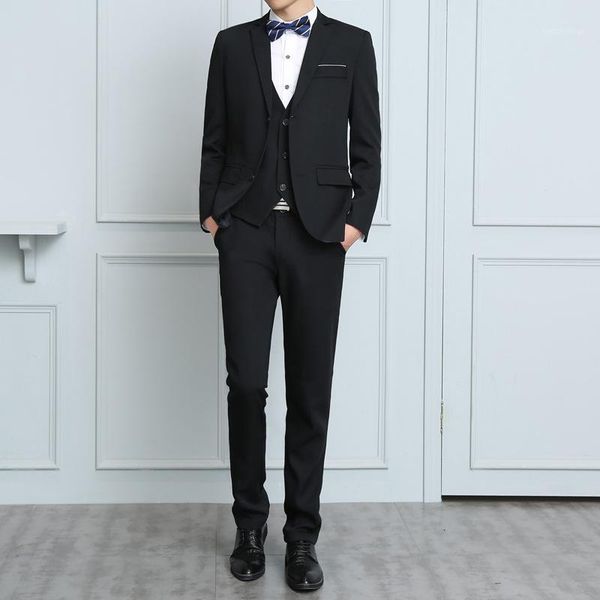 

3pcs/set luxury mens suits set black formal blazer pants vest marriage tuxedo male business suit set terno wedding men suit slim1, White;black