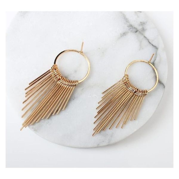 

temperament simple retro exaggerated circle circle long section geometric exaggerated tassel earrings w sqcwox dh_seller2010, Silver