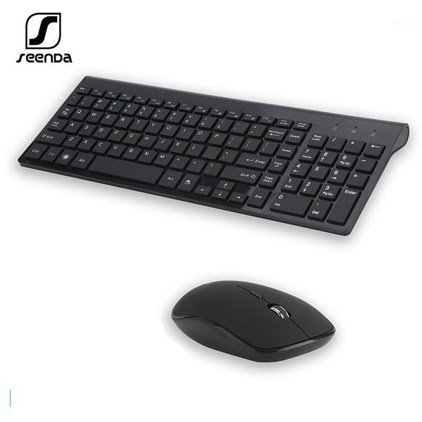 

keyboard mouse combos seenda 2.4g wireless silent comb russian /spanish full-size set for notebook lapdeskpc1