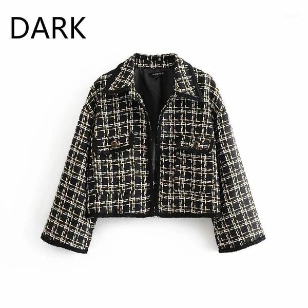 

2020 autumn and winter new women's wild wild thin french foreign style black short small fragrance coat1, Black;brown